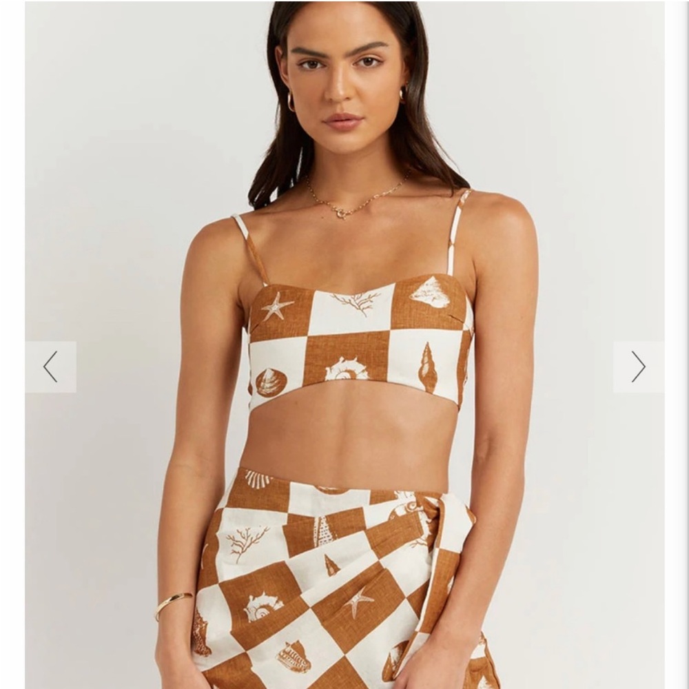 Dissh Mele Tangerine Printed Crop Top & Skirt